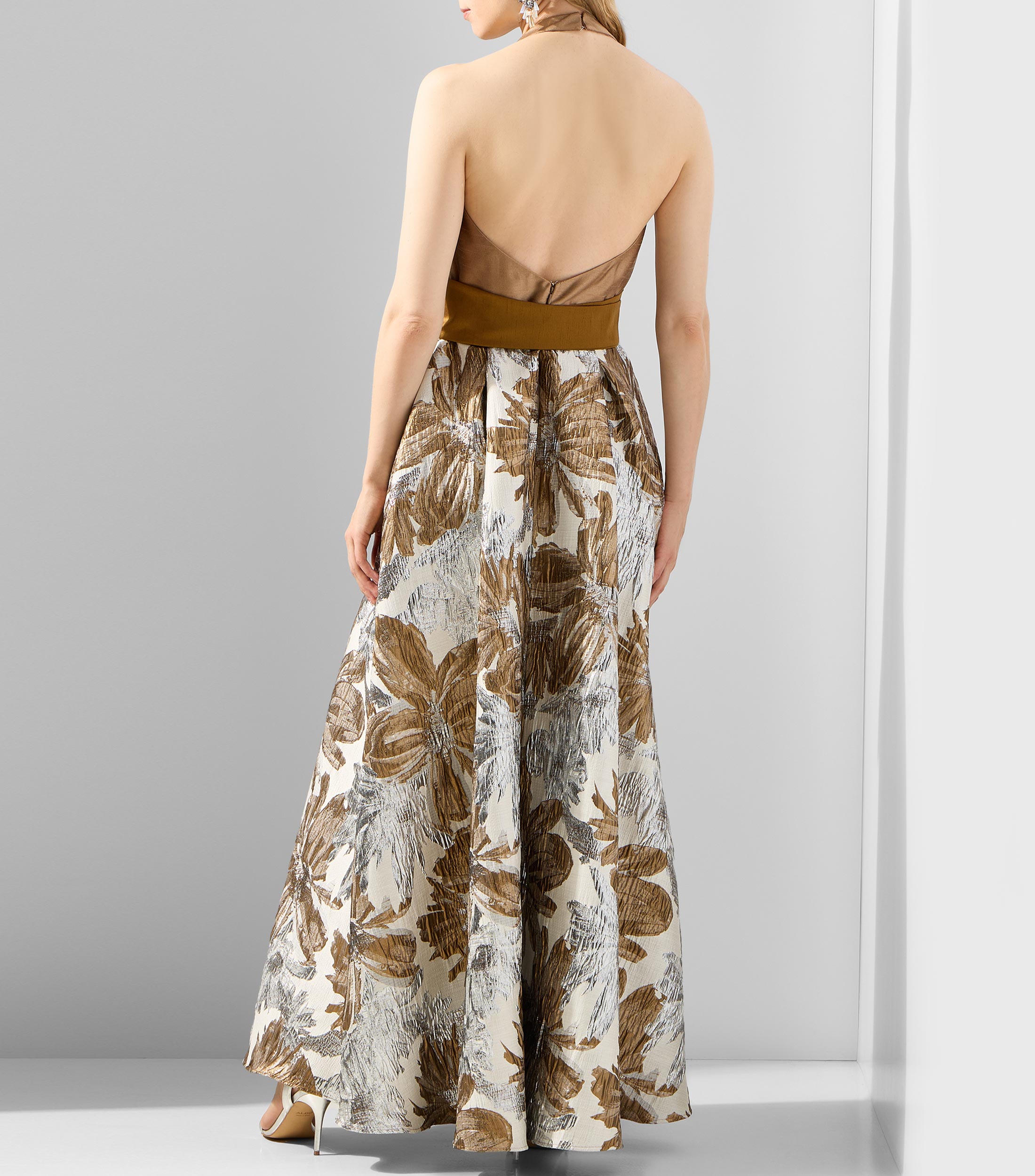 Vestido de fiesta largo estampado Mujer